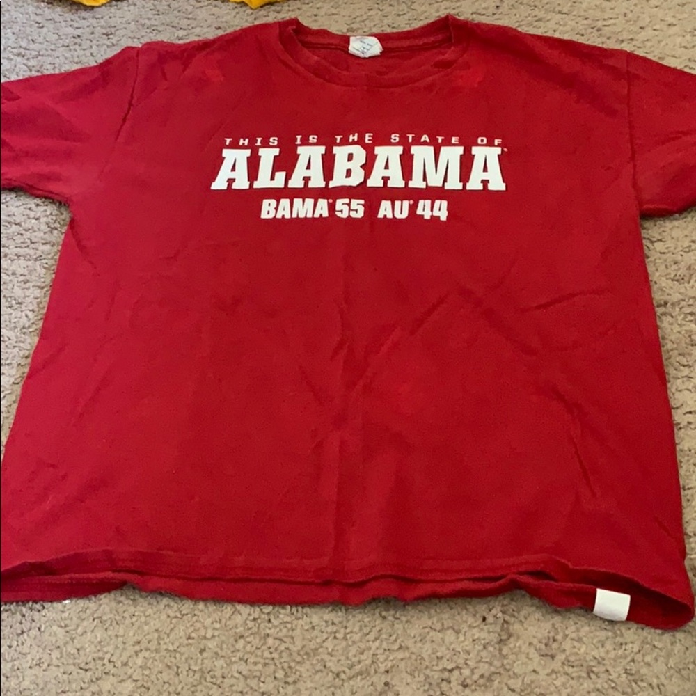 Red and white Alabama shirt